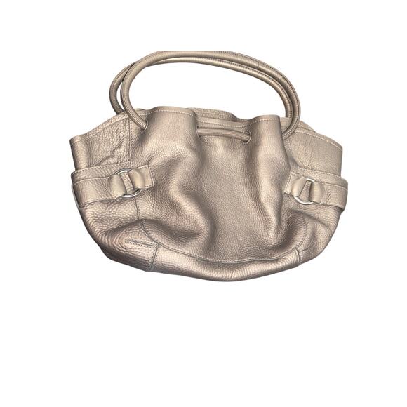 Cole Haan Leather Denney Shoulder Slouchy Hobo Bag Metallic Silver - Picture 7 of 12